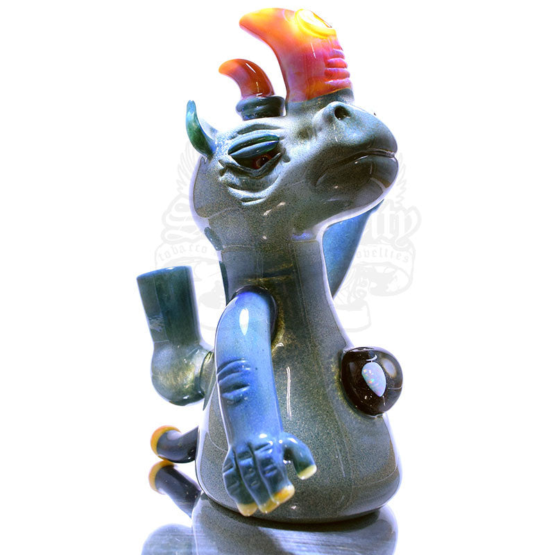 Domino Rhino Vapor Rig- Blue Frit and Serendipity Horns - Smoke City