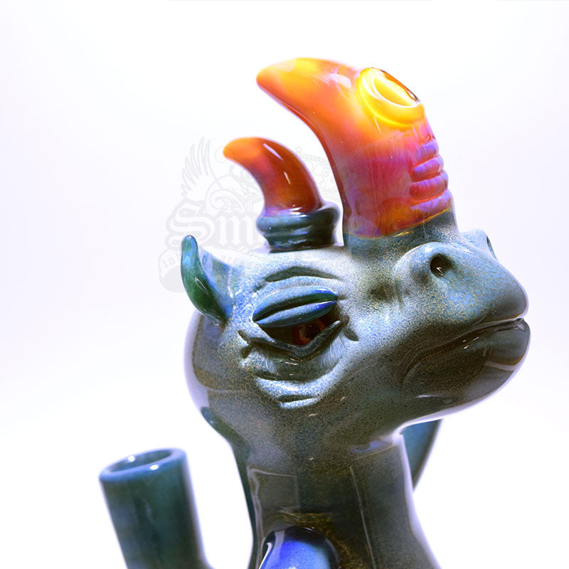 Domino Rhino Vapor Rig- Blue Frit and Serendipity Horns - Smoke City