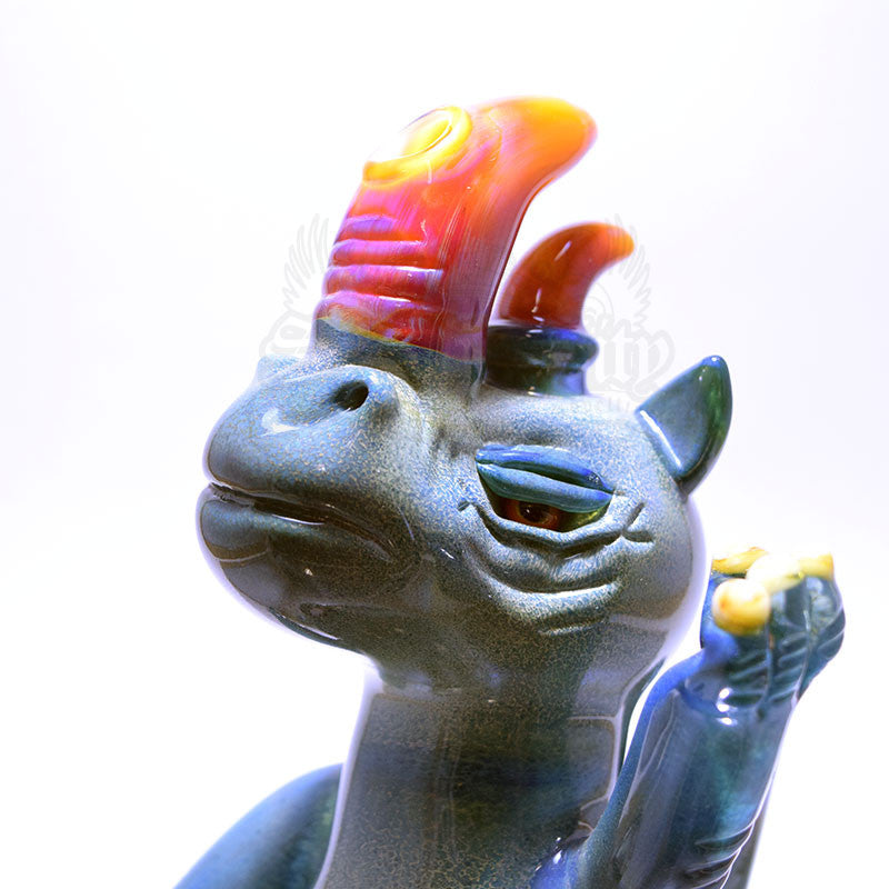 Domino Rhino Vapor Rig- Blue Frit and Serendipity Horns - Smoke City