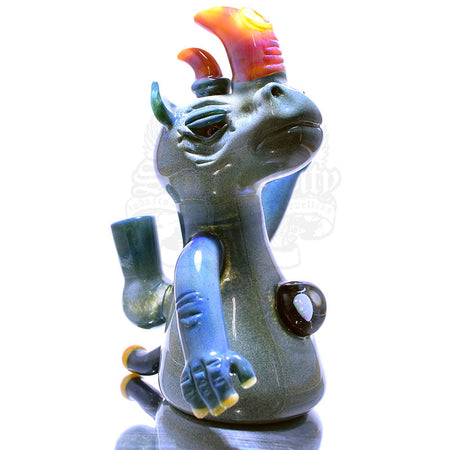 Domino Rhino Vapor Rig- Blue Frit and Serendipity Horns - Smoke City