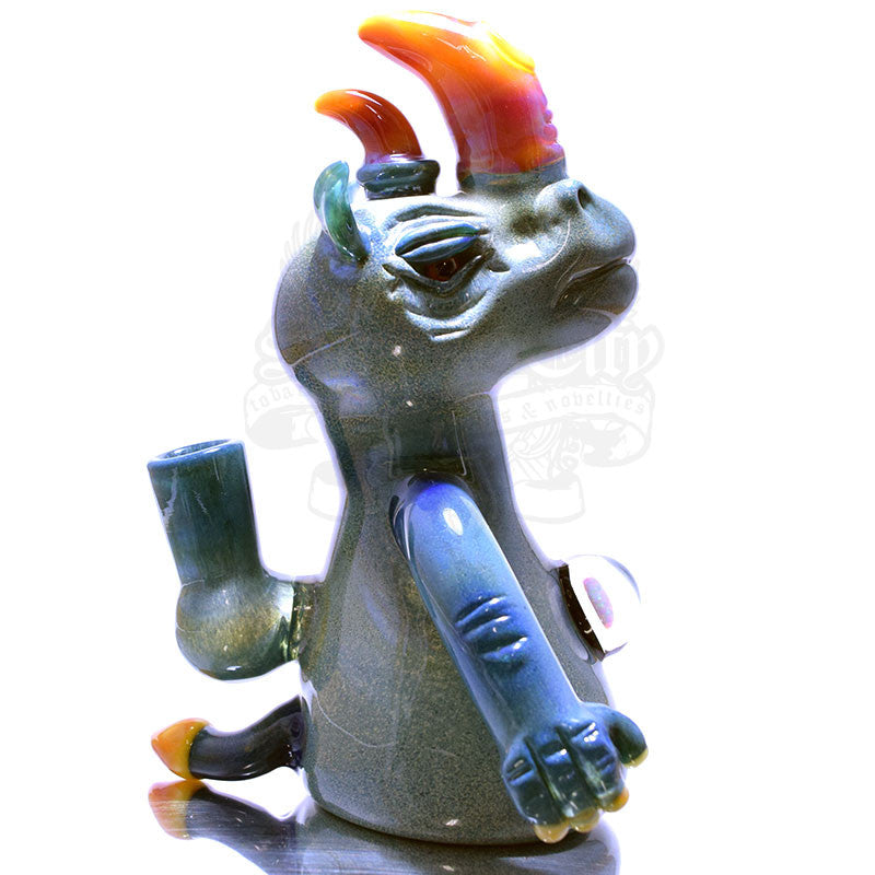 Domino Rhino Vapor Rig- Blue Frit and Serendipity Horns - Smoke City