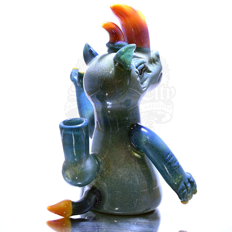 Domino Rhino Vapor Rig- Blue Frit and Serendipity Horns - Smoke City