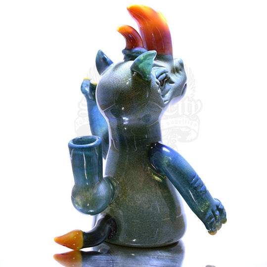 Domino Rhino Vapor Rig- Blue Frit and Serendipity Horns - Smoke City