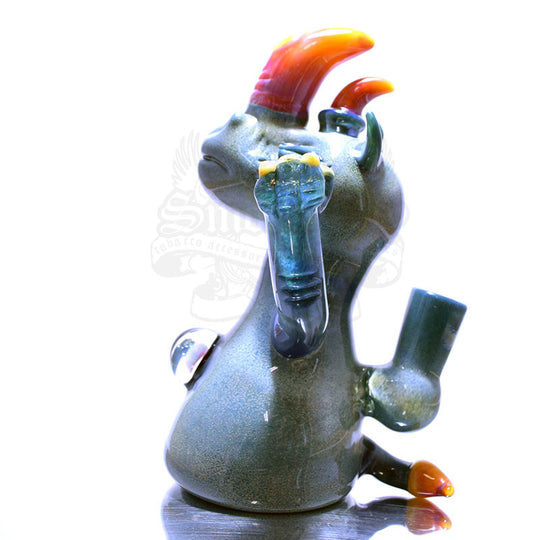 Domino Rhino Vapor Rig- Blue Frit and Serendipity Horns - Smoke City