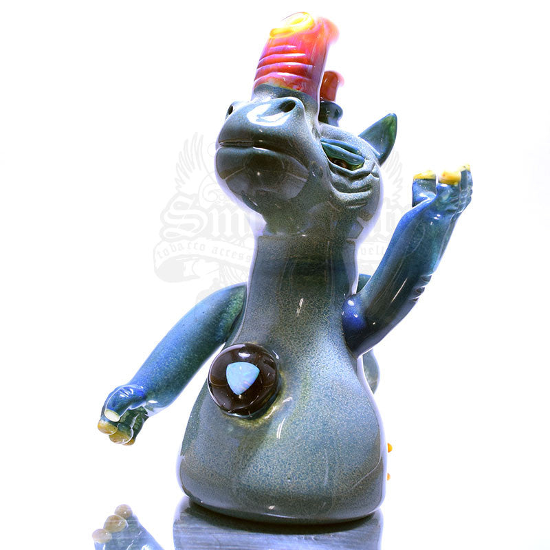 Domino Rhino Vapor Rig- Blue Frit and Serendipity Horns - Smoke City