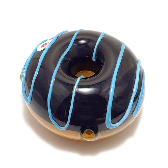 Donut Hand Pipe Black with Blue