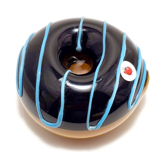 Donut Hand Pipe Black with Blue