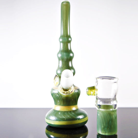 Dooms Day Moss Green Vapor Rig 14mm With Marble - Smoke City