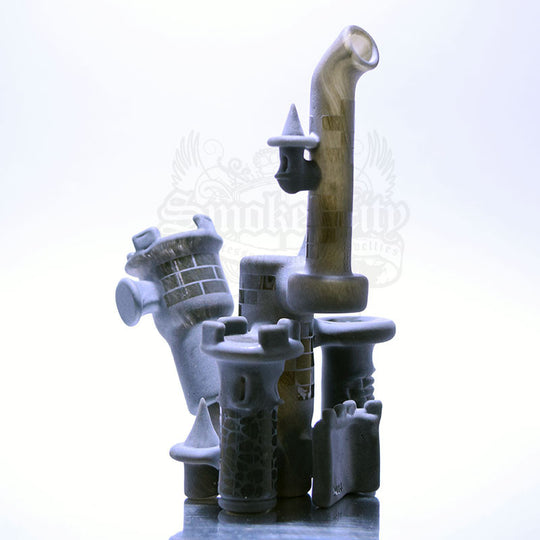 Jebb Glass Castle Sandblasted Grey Vapor Rig Small - Smoke City