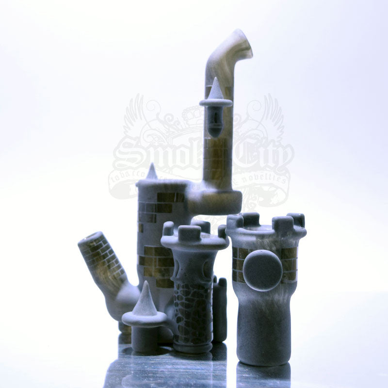 Jebb Glass Castle Sandblasted Grey Vapor Rig Small - Smoke City