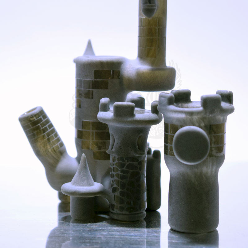 Jebb Glass Castle Sandblasted Grey Vapor Rig Small - Smoke City