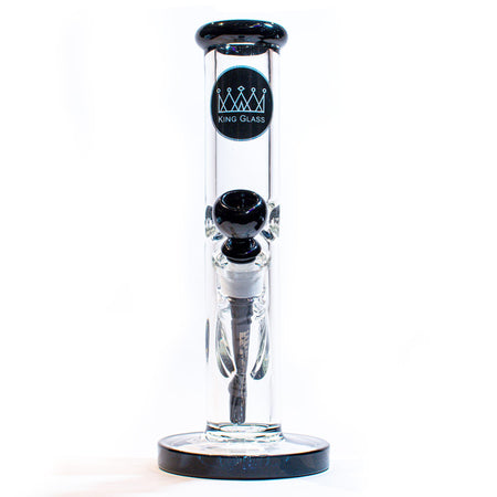 King Glass 7MM Water Pipe - Black - Straight - 12"