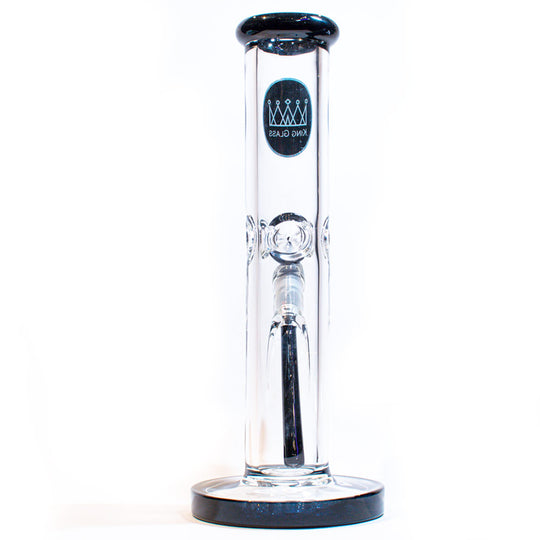 King Glass 7MM Water Pipe - Black - Straight - 12" bong