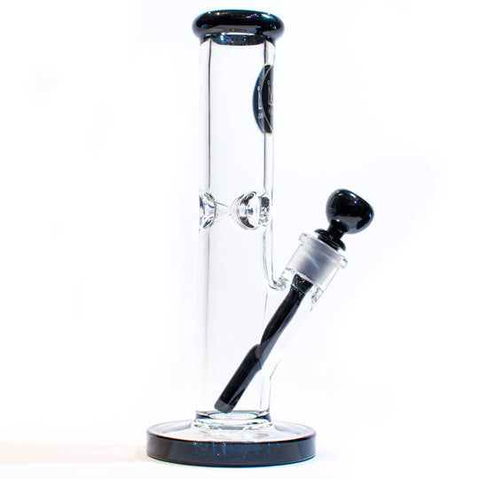 King Glass 7MM Water Pipe - Black - Straight - 12" bong