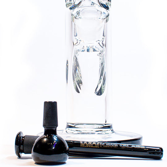 King Glass 7MM Water Pipe - Black - Straight - 12" bong