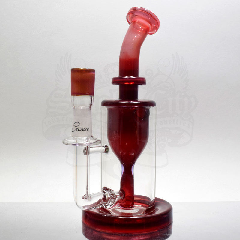 Leasure Glass - 14mm Blood Red Incycler Vapor Rig - Smoke City