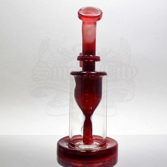 Leasure Glass - 14mm Blood Red Incycler Vapor Rig - Smoke City