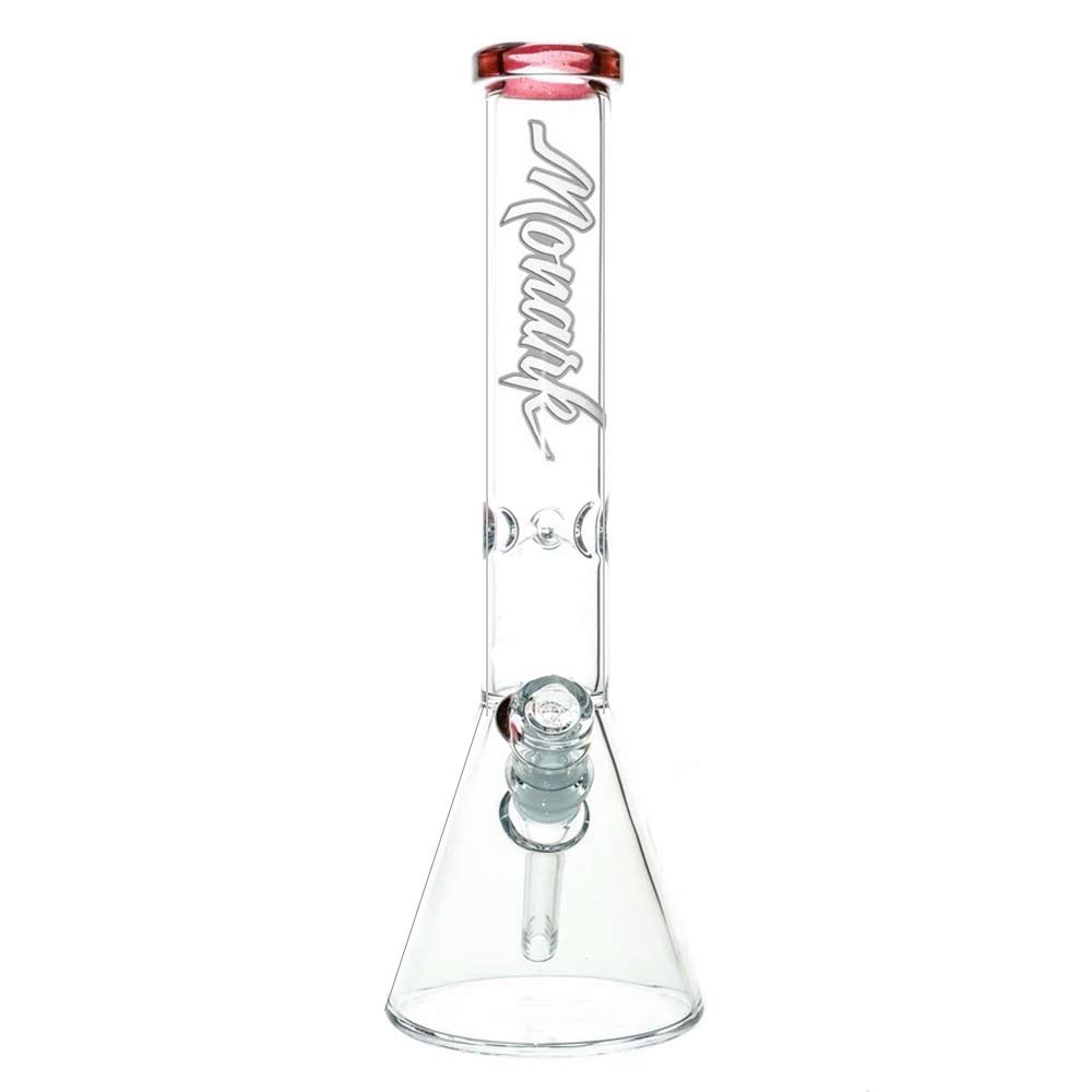 Monark Glass 14" Beaker Bong With Red 