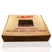 RAW DOUBLE THICK MINI GLASS ROLLING TRAY - Smoke City