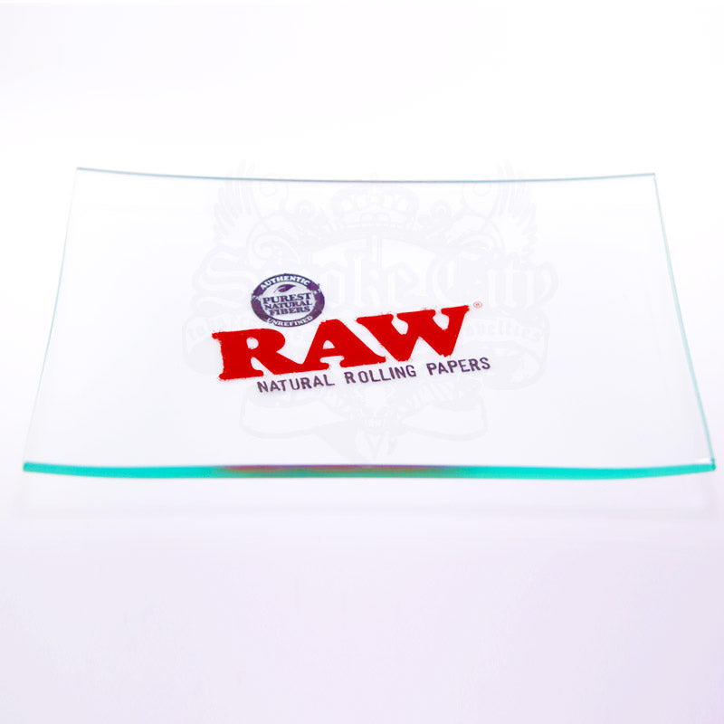 RAW DOUBLE THICK MINI GLASS ROLLING TRAY - Smoke City