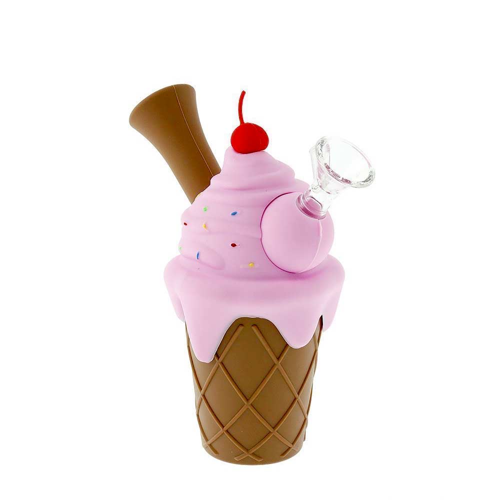 SILICONE ICE CREAM CONE DAB RIG pink