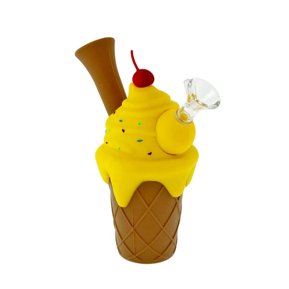 SILICONE ICE CREAM CONE DAB RIG yellow