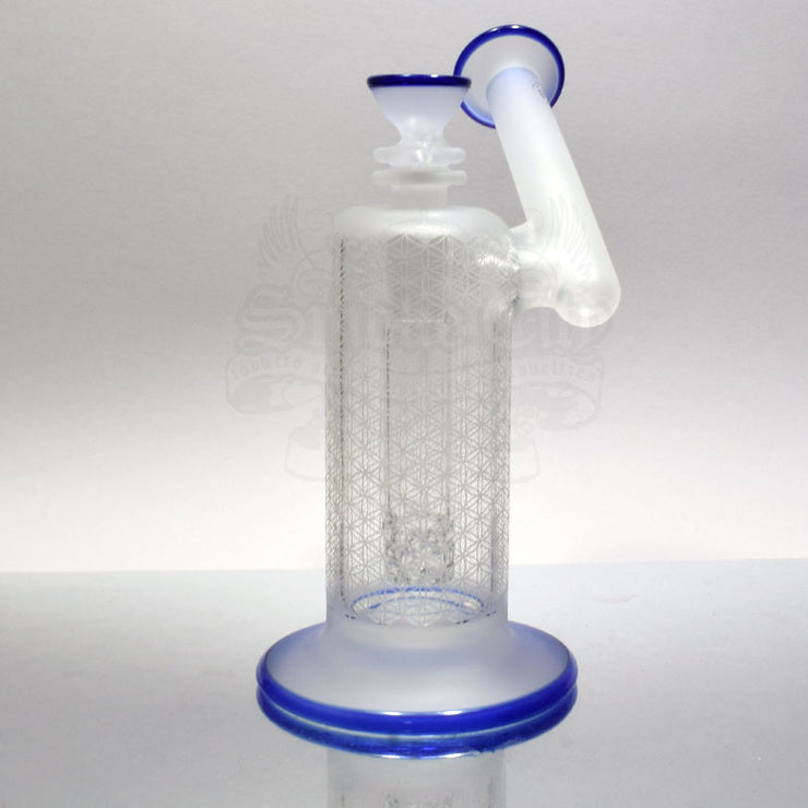 Seed Of Life Blasted Sidecar Bubbler with Lace Perc - Blue - Smoke City