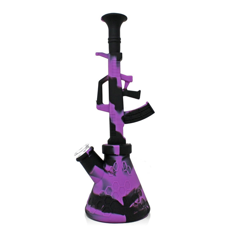 Silicone AK-47 Water Pipe 11" purple