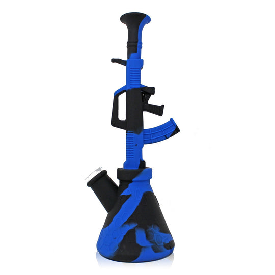 Silicone AK-47 Water Pipe 11" blue