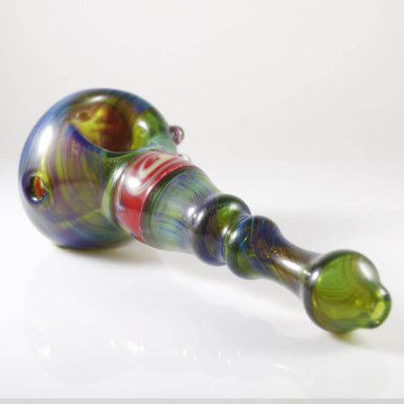 Cl1 Custom Glass Hand Pipe - Green Fumed with Reversal 1