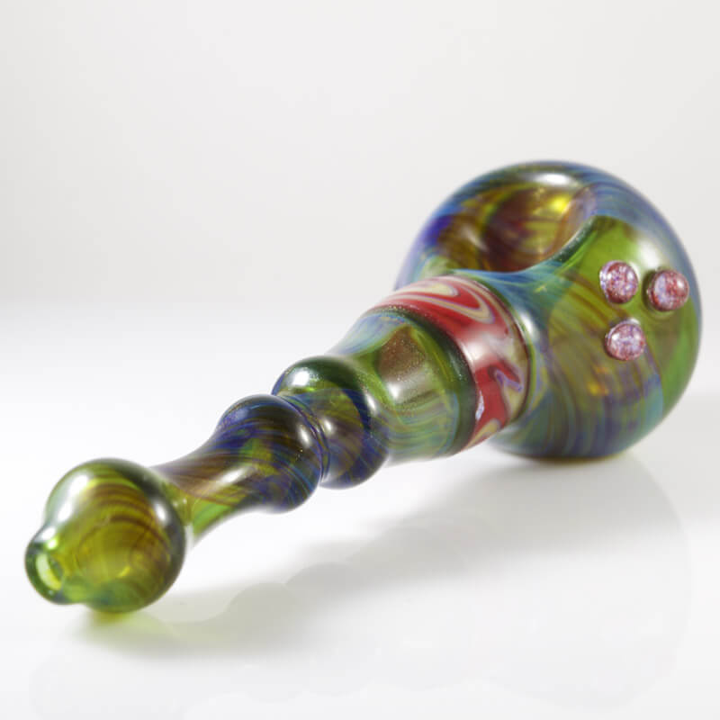 Cl1 Custom Glass Hand Pipe - Green Fumed with Reversal 2