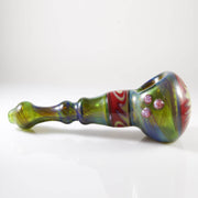 Cl1 Custom Glass Hand Pipe - Green Fumed with Reversal Right Side