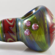 Cl1 Custom Glass Hand Pipe - Green Fumed with Reversal Close Up