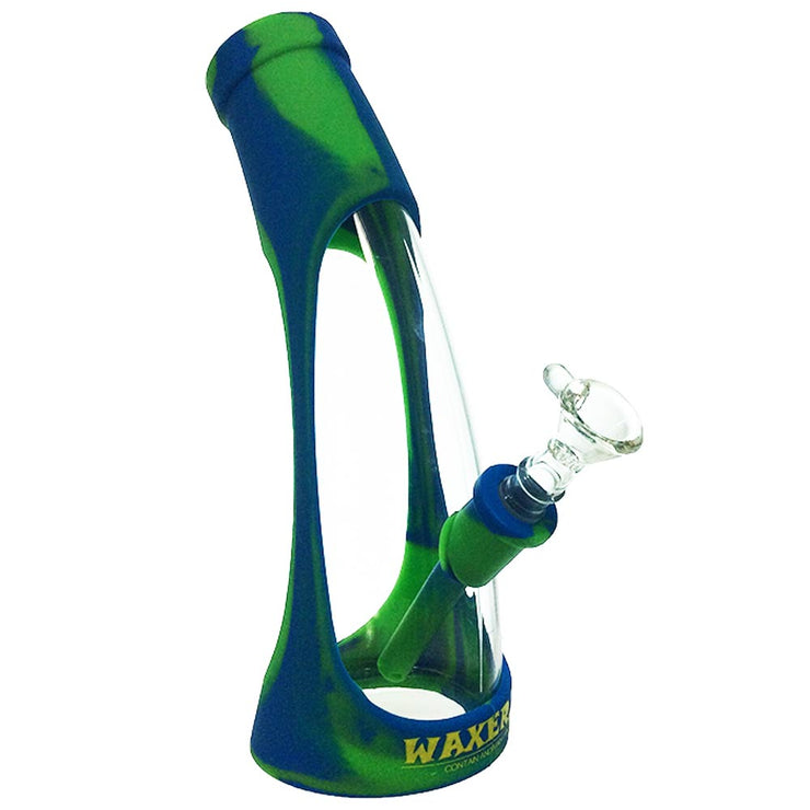 WAXERZ HYBRID GLASS/SILICONE HYBRID Water Pipe Green & Blue