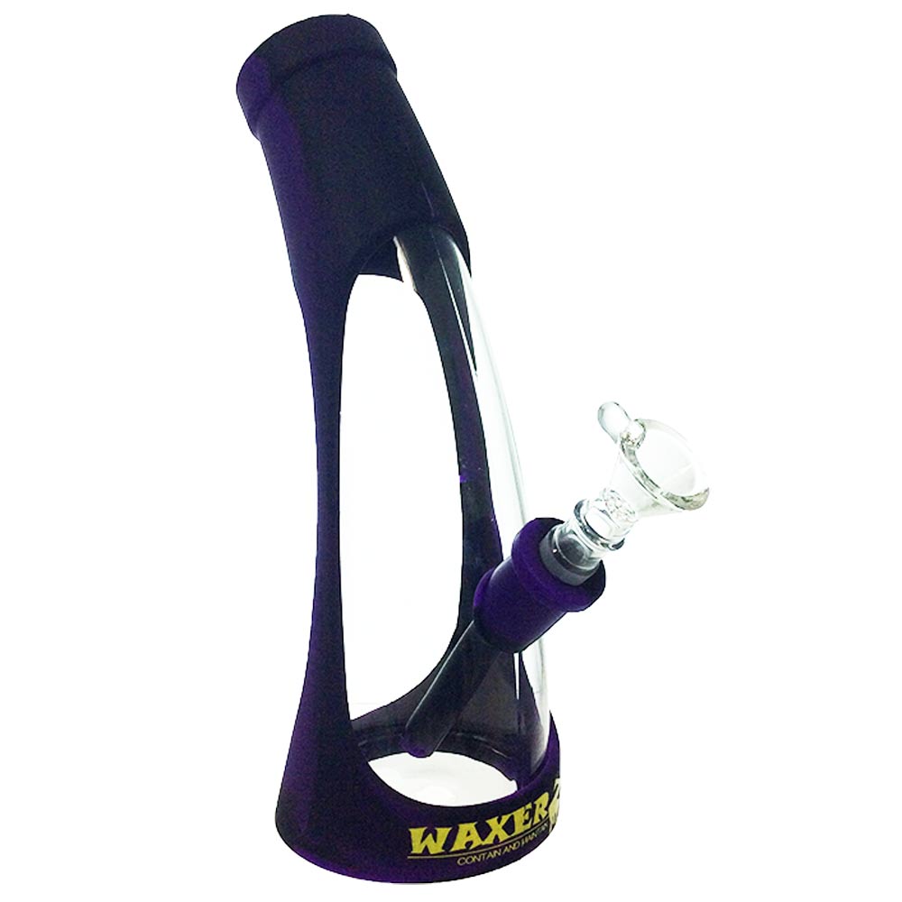 WAXERZ HYBRID GLASS/SILICONE HYBRID Water Pipe Purple & Black