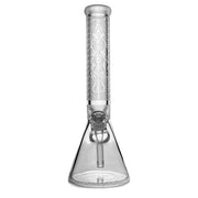 Tri Leaf Sandblasted Glass Bong - 14" - Beaker