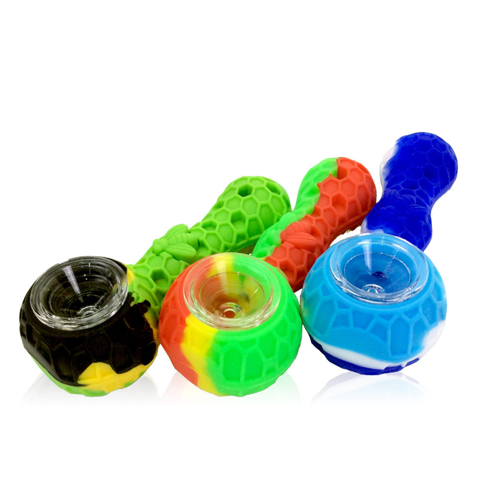 Silicone Honeycomb Hand Pipe with Cleaner and Storage Compartment