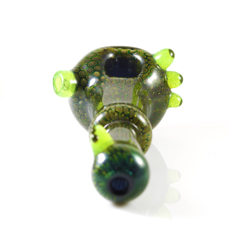 Small Snake Skin Sherlock Pipe -Green- made by Firekist Glass - Smoke City