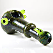 Small Snake Skin Sherlock Pipe -Green- made by Firekist Glass - Smoke City