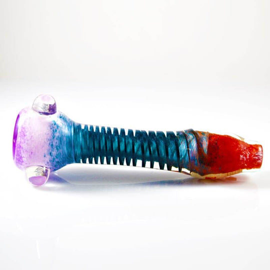 Insane Glass Chillum - Purple Teal Red Twist side