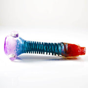 Insane Glass Chillum - Purple Teal Red Twist side