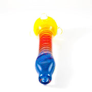 Insane Glass Chillum Yellow Red Blue Length