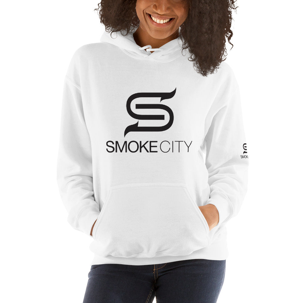 SMOKE CITY Unisex White Hooded Sweatshirt