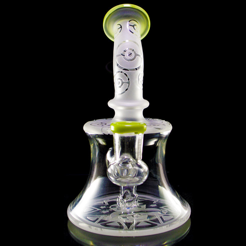 Poke Design Blasted Mini Rig Clear With Slyme -14MM - Smoke City