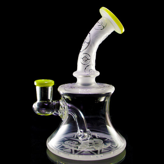 Poke Design Blasted Mini Rig Clear With Slyme -14MM - Smoke City
