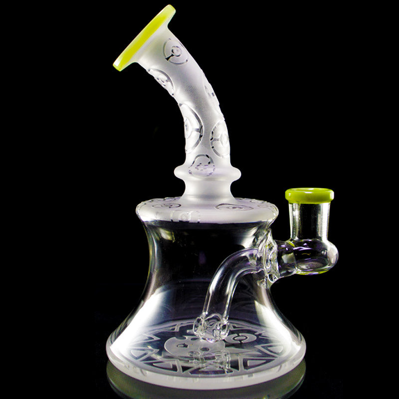 Poke Design Blasted Mini Rig Clear With Slyme -14MM - Smoke City