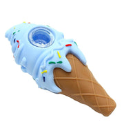 Silicone Ice Cream Cone Hand Pipe Blue