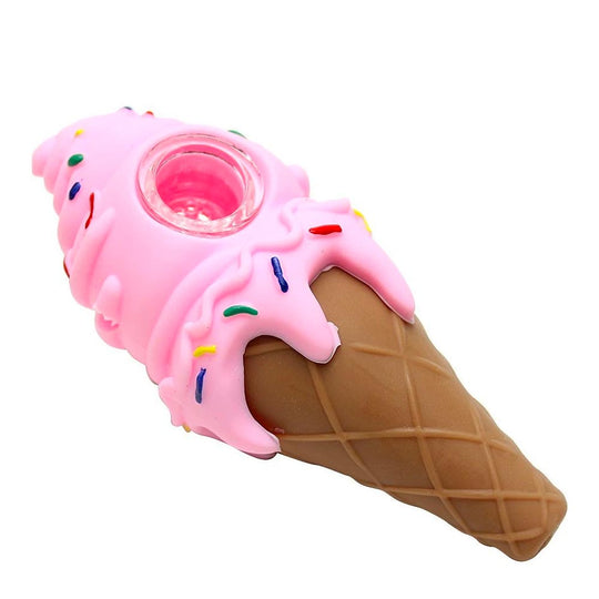 Silicone Ice Cream Cone Hand Pipe Pink