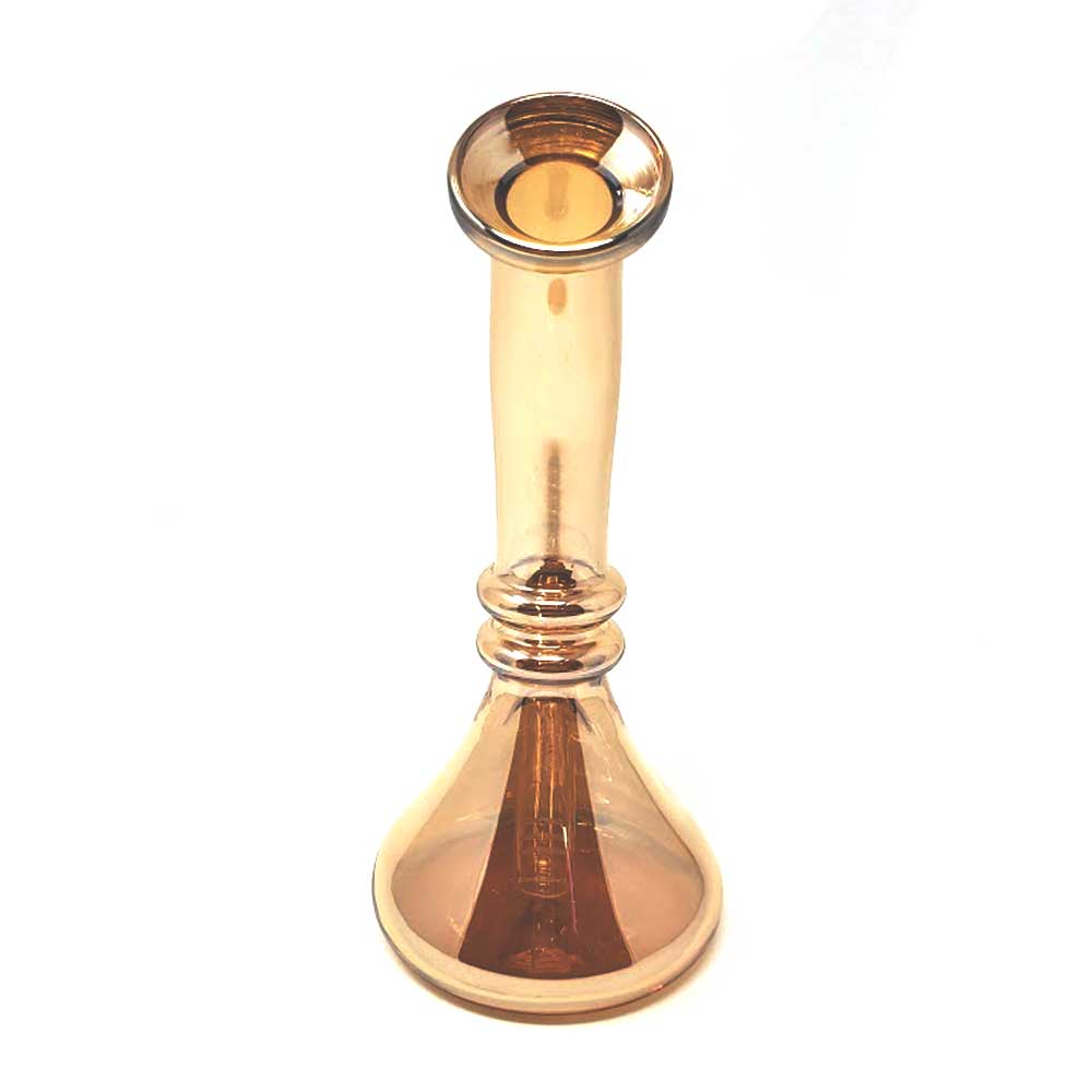 8" TILTED NECK IRIDESCENT BEAKER BONG - GOLD FUMED