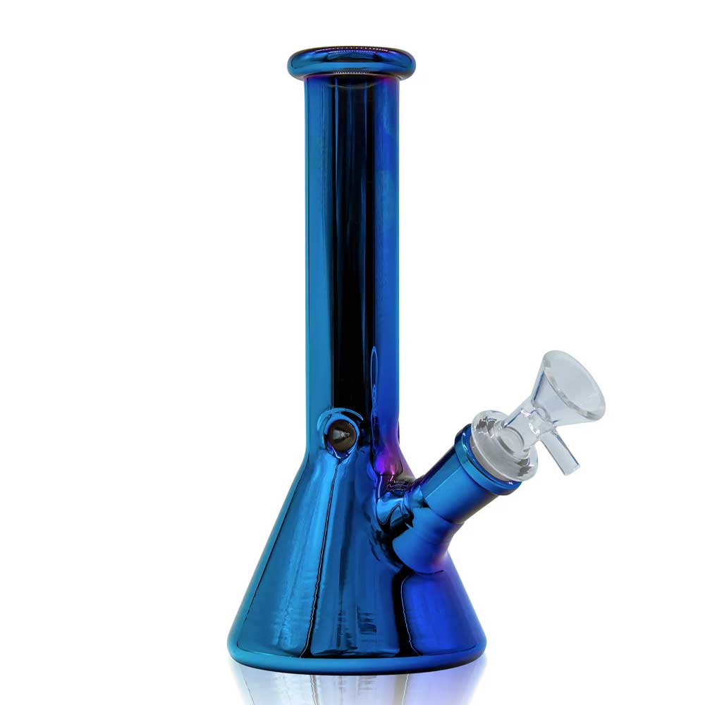 8" IRIDESCENT BEAKER BONG cobalt blue